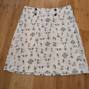 Brooks Brothers White and Blue A-Line Nautical Print Skirt